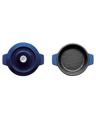 Set de 2 mini-cratite din fonta, cu capac, albastre, 10 cm, Iron - Woll